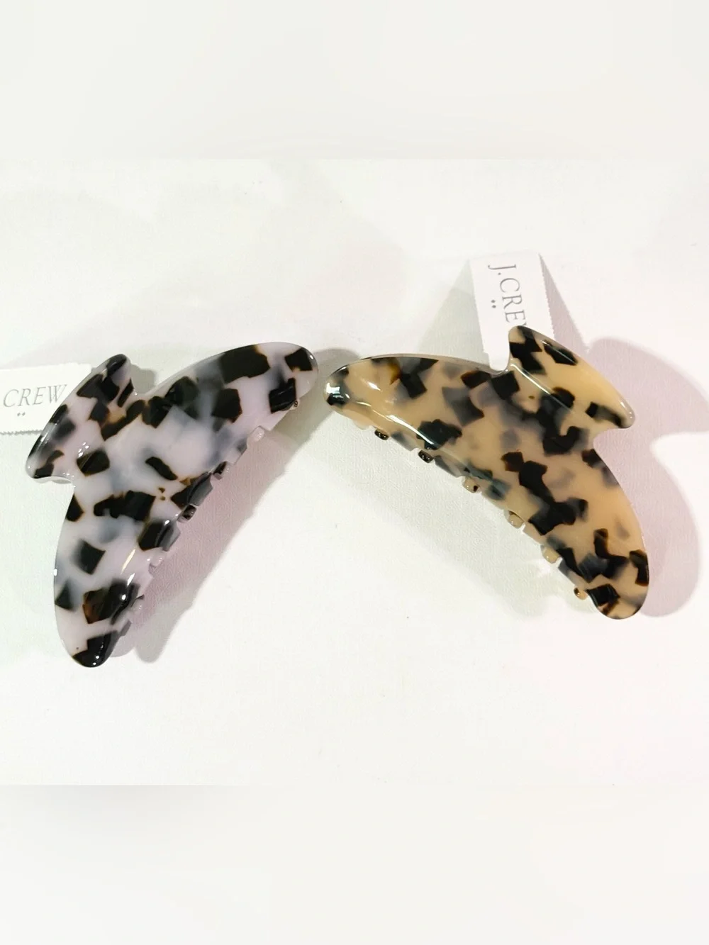Set of 2 J.Crew Large Tortoise Claw Clips – Blonde Tort & Black/White Tort (NWT)